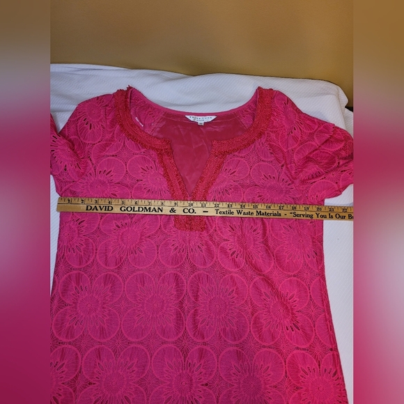 Trina Turk Jubilee Pink Lace Floral Shift Dress sz 12 TD161018 - Picture 7 of 9